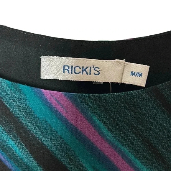 80’s vintage RICKI’S wide layered diagonal striped tunic,twofer,disco vibe,hi lo - Picture 12 of 12